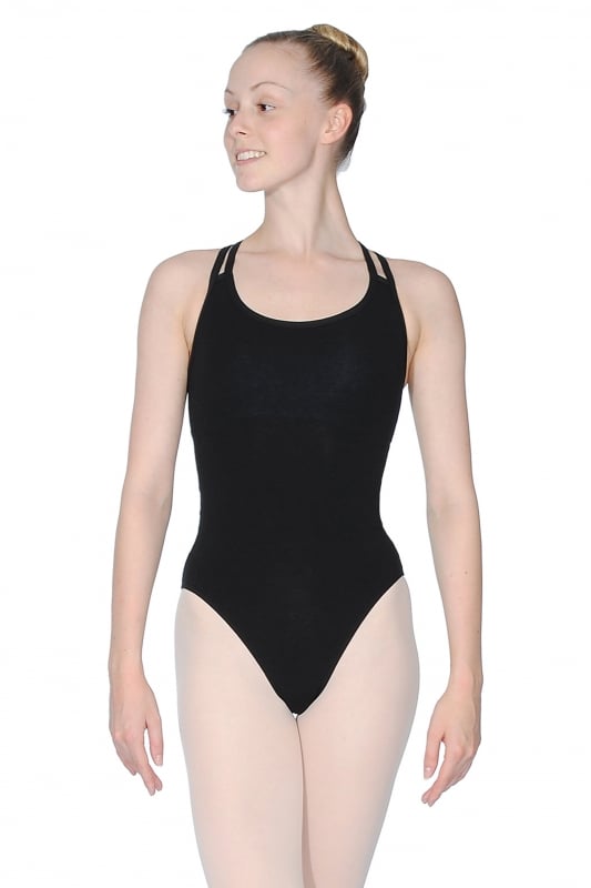 Roch Valley Sophie Black Cotton Dance Leotard Size 4 UK 12