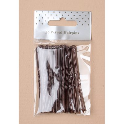 Hairpins Pack of 36 65mm Long Wavy Hairpins Brown 4799