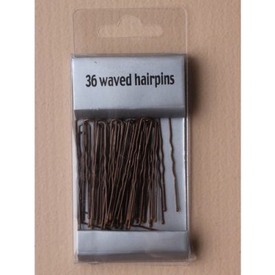 Hairpins Pack of 36 45mm Long Wavy Hairpins  4842 Brown