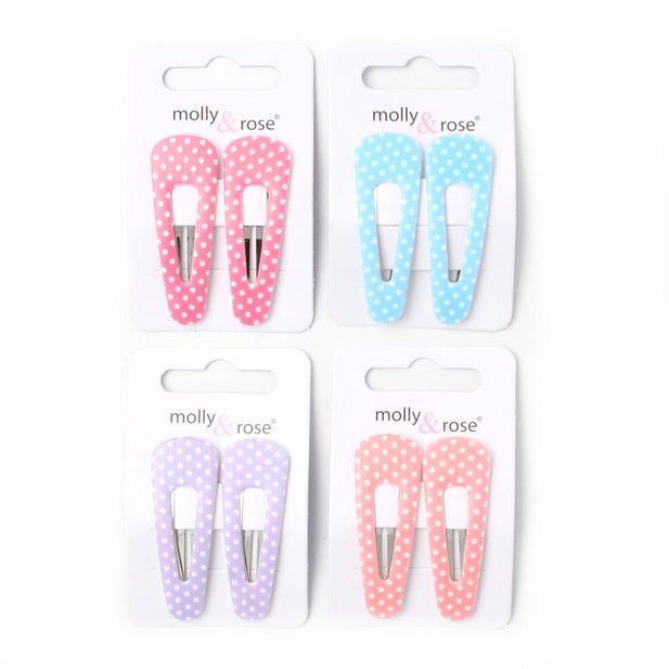 Sleepie Hair Grips Card of 2 Polka Dot Plastic Sleepies 5cm (7830)