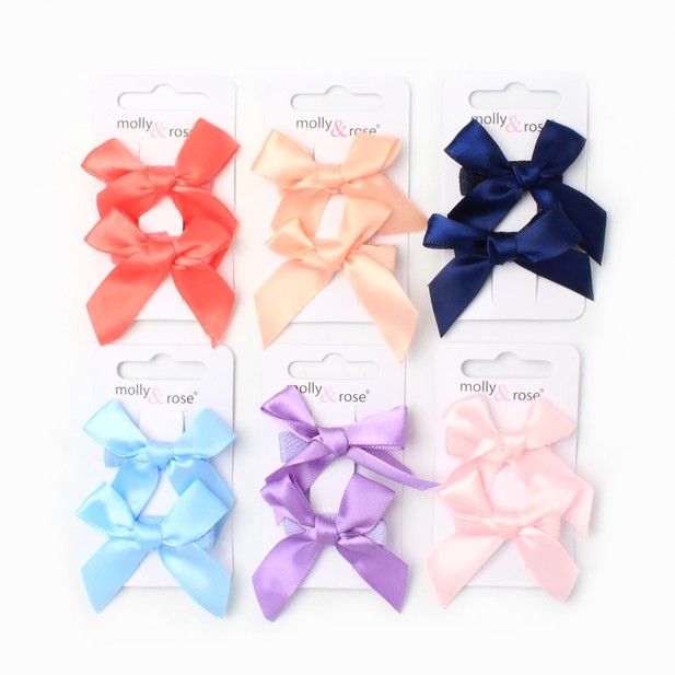 Hair Clips 2 Pack Small Satin Bows on a Beak Clip (8198)
