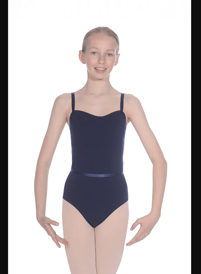 Roch Valley Navy Cotton Lycra Dance Thin Camisole Strap Leotard Size 4