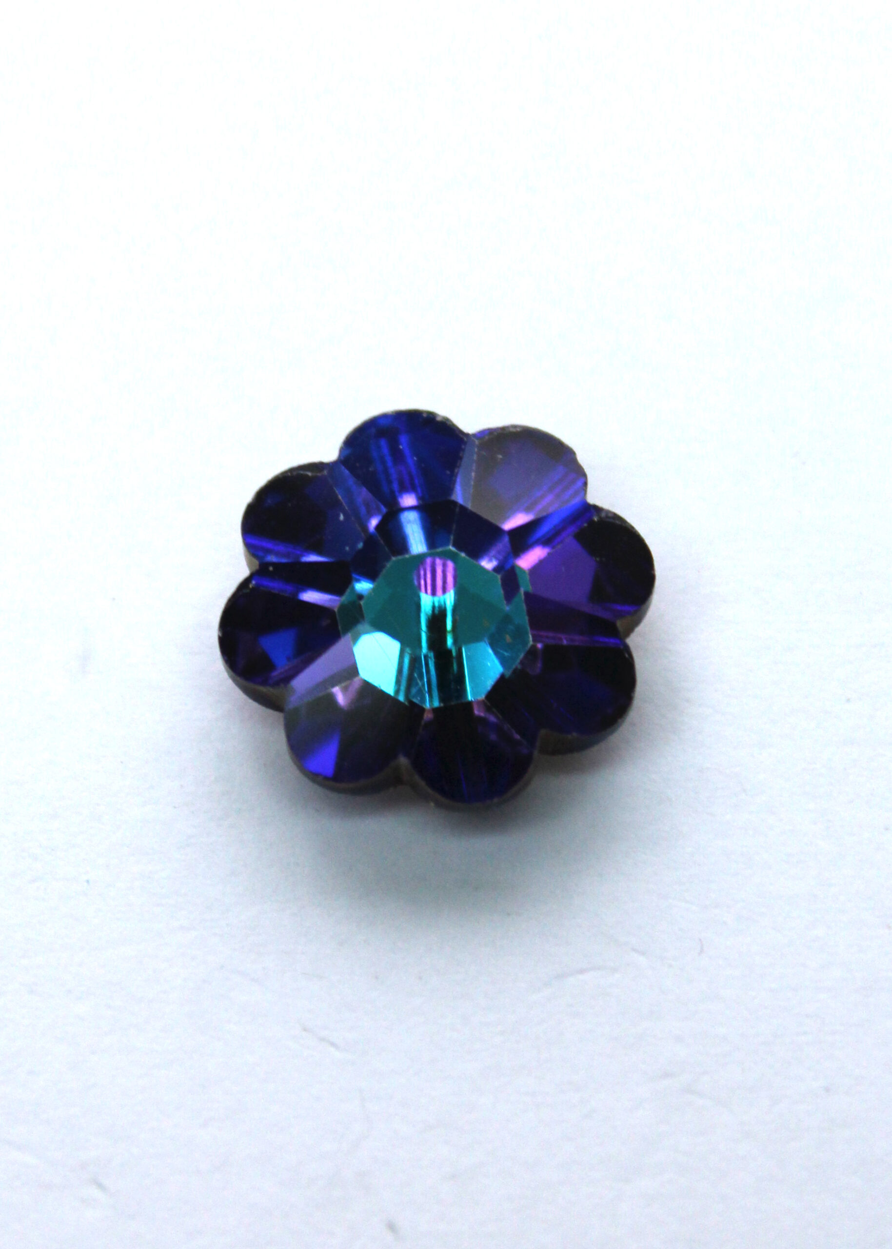 Swarovski Crystal 14 mm Round Flower Shape Blue Sew on 1 hole Silvered Back